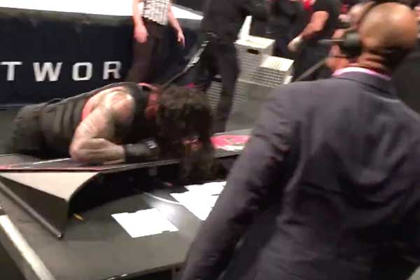 Video: Roman Reigns Handed Something Before “Bleeding” On RAW