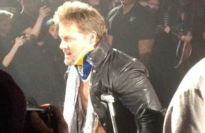 Chris Jericho Returns At WWE Live Event With Neck Brace & Crutches