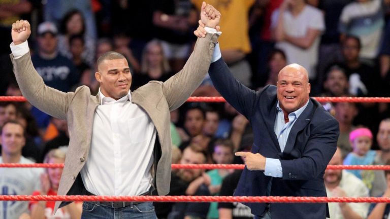 Photos: Kurt Angle & Jason Jordan Embark On Father-Son Media Day In Boston