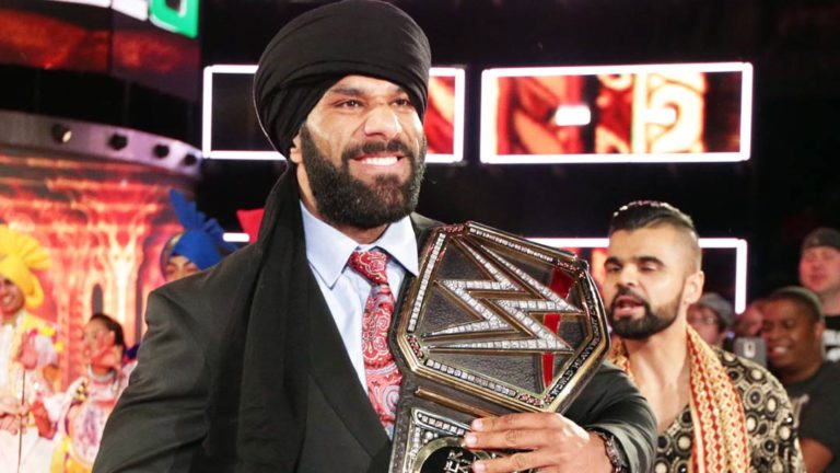 Jinder Mahal Walking Arjan Bhullar To The Octagon At UFC 215