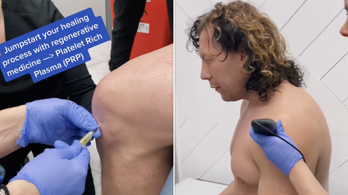 Kenny Omega Undergoing Plasma  Treatment on Shoulder & Knee (Video)