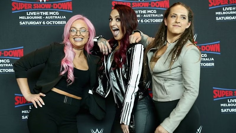 Liv Morgan with Ruby Riott and Sarah Logan