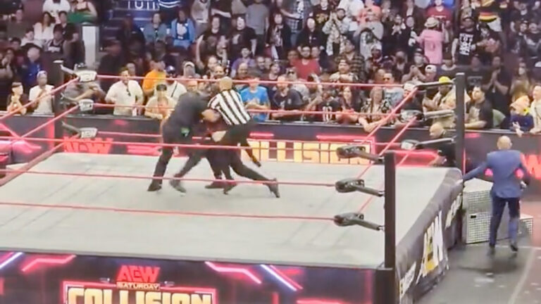 Watch: Fan Ejected After Jumping Into The Ring At AEW Collision