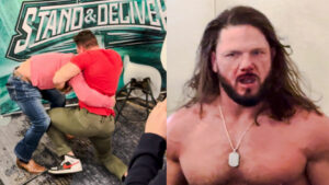 Watch: AJ Styles Bloodied Brawling With WrestleMania Opponent LA Knight at WWE Media Day