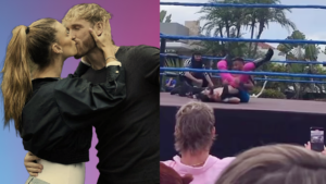 Watch: Logan Paul & Nina Agdal Host Wrestling Match Gender Reveal Party