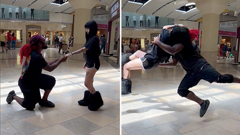 Watch: Marriage Proposal Becomes Wrestling Match in Viral Video