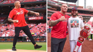 Randy Orton Throws Pitch For the St. Louis Cardinals Baseball Team