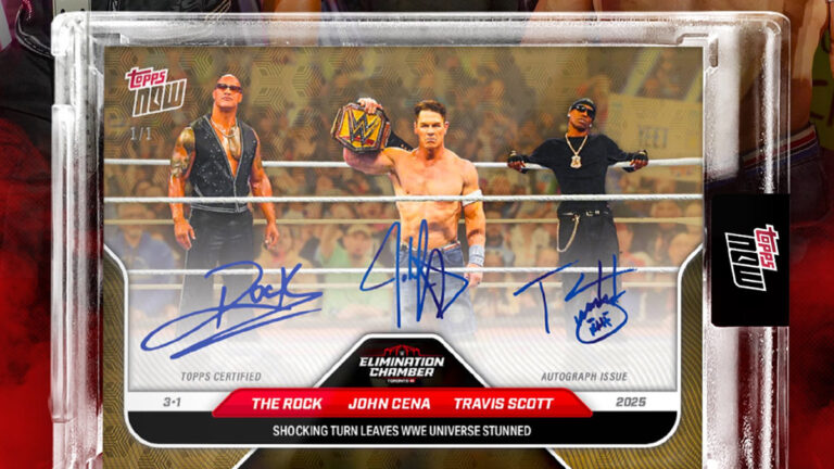 The Rock, John Cena, and Travis Scott Team Up for Exclusive Triple Autograph Card
