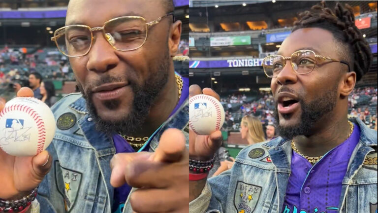 Swerve Strickland Throws First Pitch At Arizona Diamondbacks Game