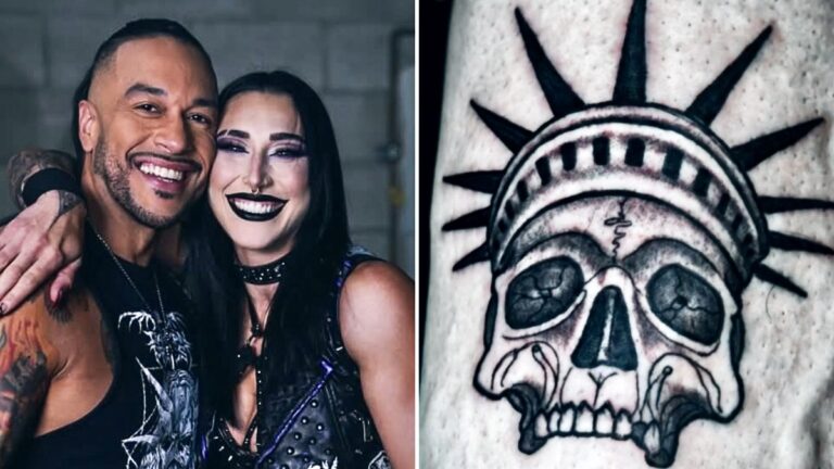 Rhea Ripley & Damian Priest Get Statue of Liberty Skull Tattoos for SummerSlam