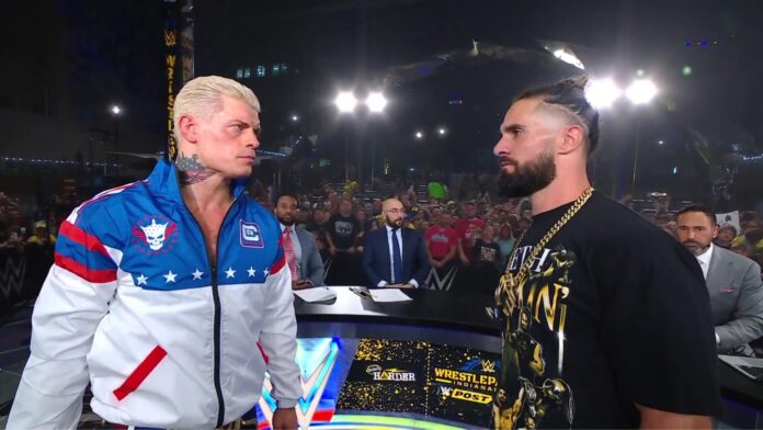 Cody Rhodes and Seth Rollins at WrestlePalooza post show. Photo: WWE
