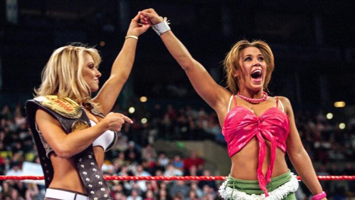 mickie-james-and-trish-stratus Mickie James and Trish Stratus. Photo: WWE.com