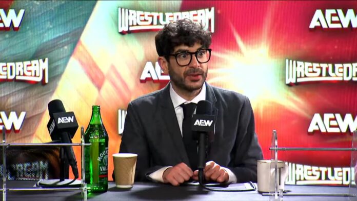 Tony Khan at WrestleDream post show. Photo: AEW