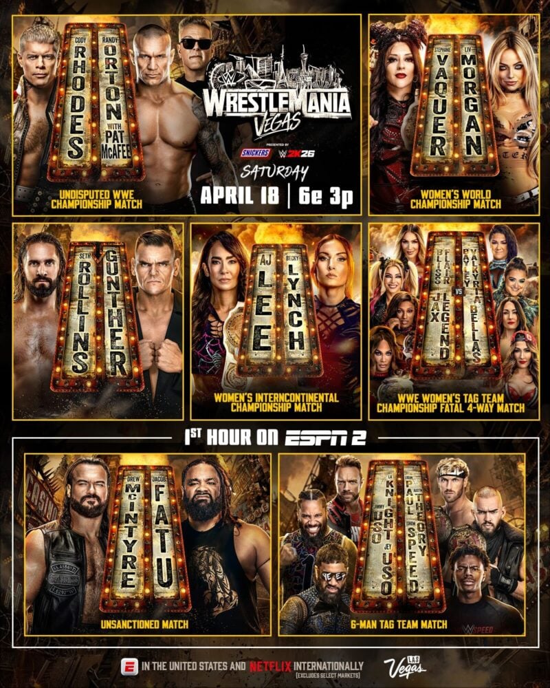 WrestleMania 42 Saturday Card