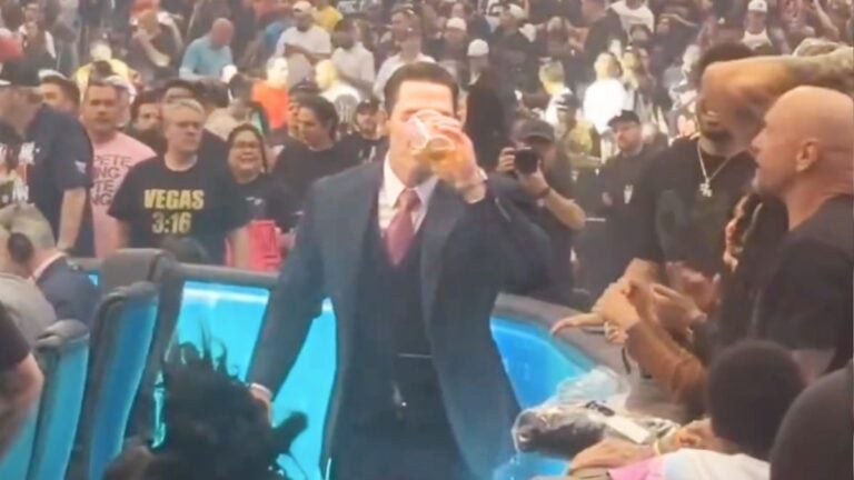 John Cena Chugs Beer With George Kittle At WrestleMania 42