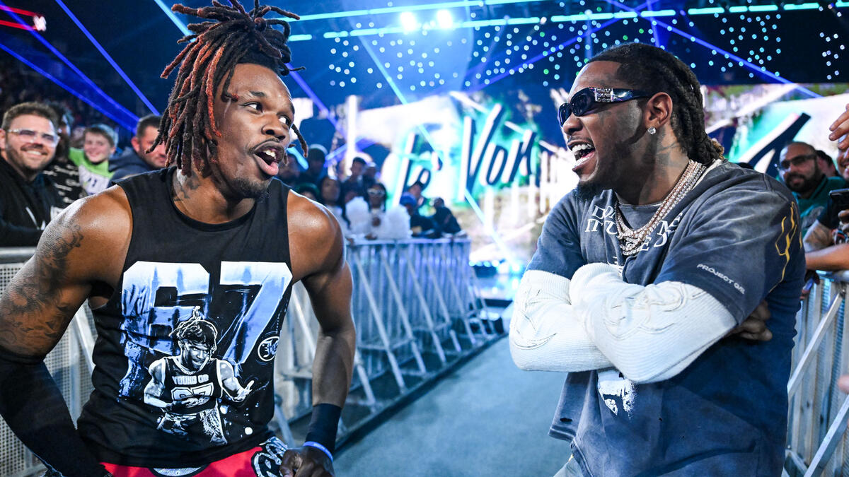 Je’Von Evans and Offset. Photo: WWE.com