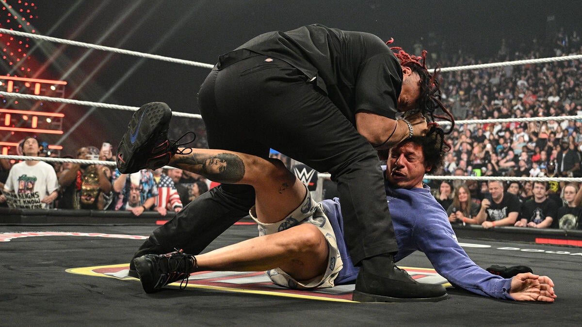 Eric Andre got attacked by Jacob Fatu on Raw. Photo: WWE.com