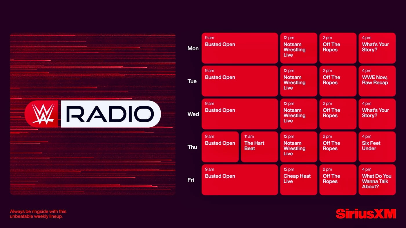 WWE Radio Schedule on SiriusXM