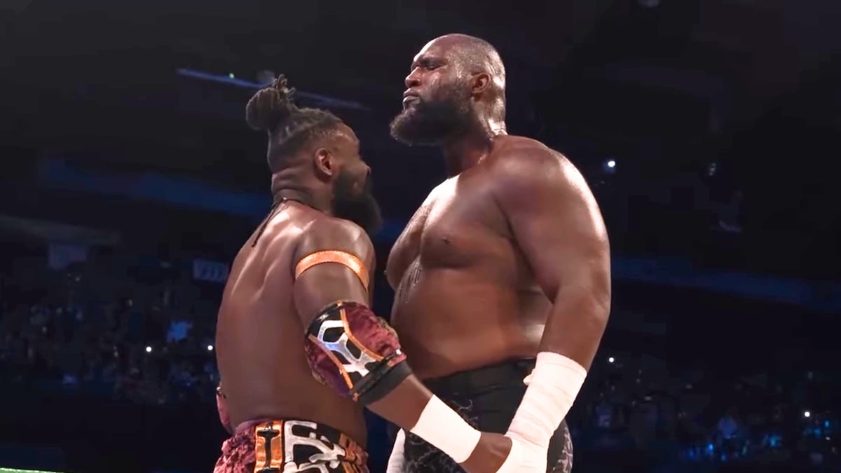 Oba Femi Sends Omos Flying Over The Top Rope At Worlds Collide