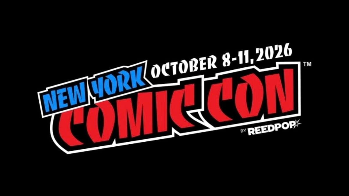 New York Comic Con 2026 logo with October 8-11 dates on a black background