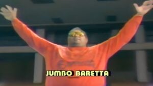 Jumbo Baretta introduction with hands raised