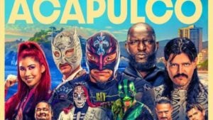 AAA Acapulco event poster featuring Rey Mysterio, Omos, El Grande Americano, La Catalina and Dominik Mysterio