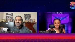NXT Women's Champion Kelani Jordan holds her title during a video interview with Justin Dhillon on Casual Conversations with The Classic