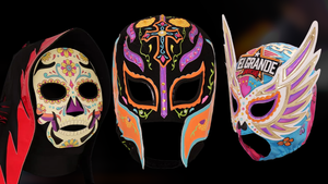WWE Shop Día de Muertos replica lucha masks of La Parka, Rey Mysterio and El Grande Americano