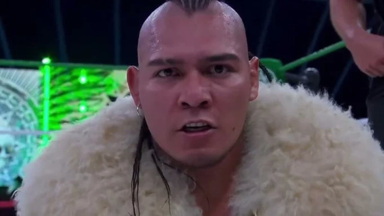El Hijo del Vikingo sitting in the ring