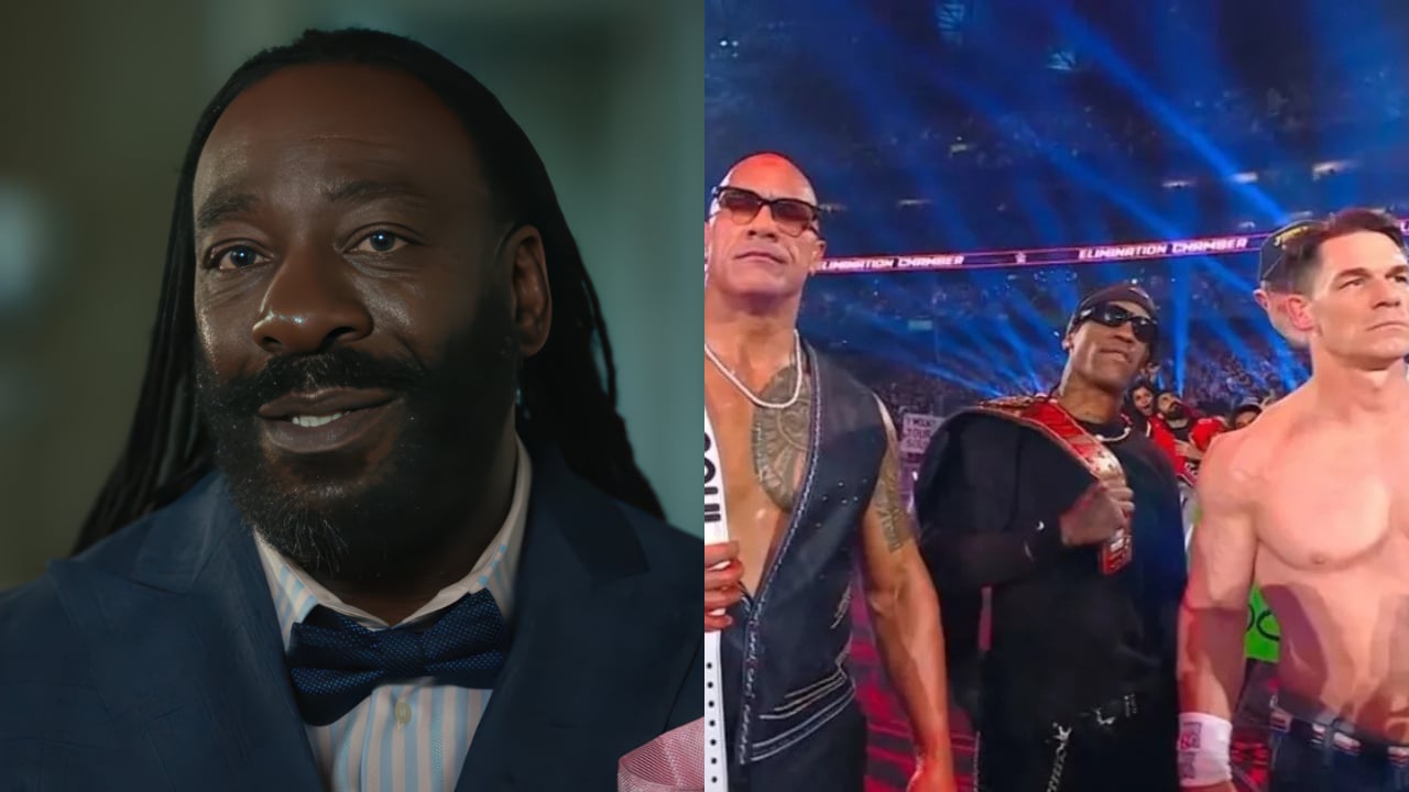 Booker T talking side by side with Travis Scott