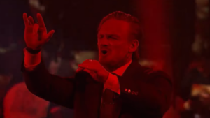 Ilja Dragunov gestures to the crowd during his AEW debut at WrestleDream 2026