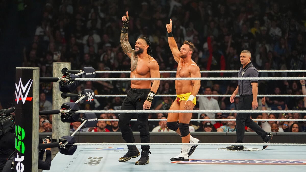 Roman Reigns and LA Knight. Photo: WWE.com