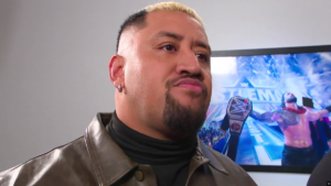 Solo Sikoa during a WWE backstage interview