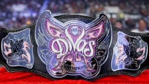 WWE Divas Championship title belt displayed on a red cloth