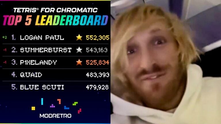 Logan Paul Sets Chromatic Tetris World Record With 552,305 Score